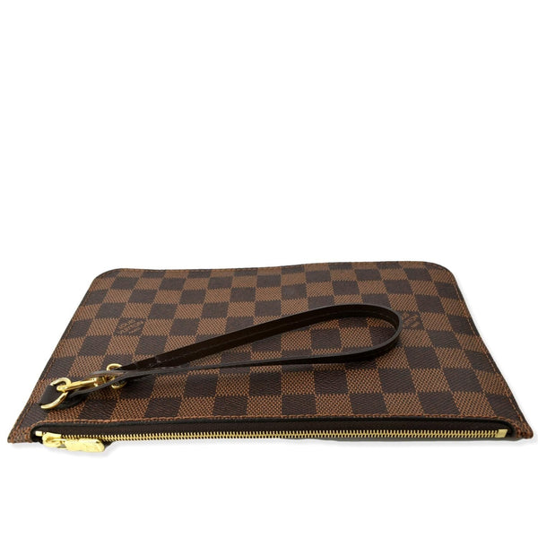 LOUIS VUITTON Neverfull Damier Ebene Pochette Wristlet Pouch Brown