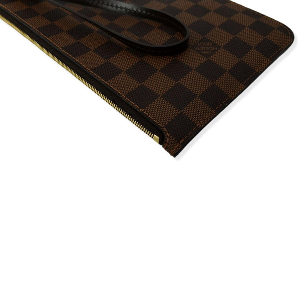 LOUIS VUITTON Neverfull Damier Ebene Pochette Wristlet Pouch Brown