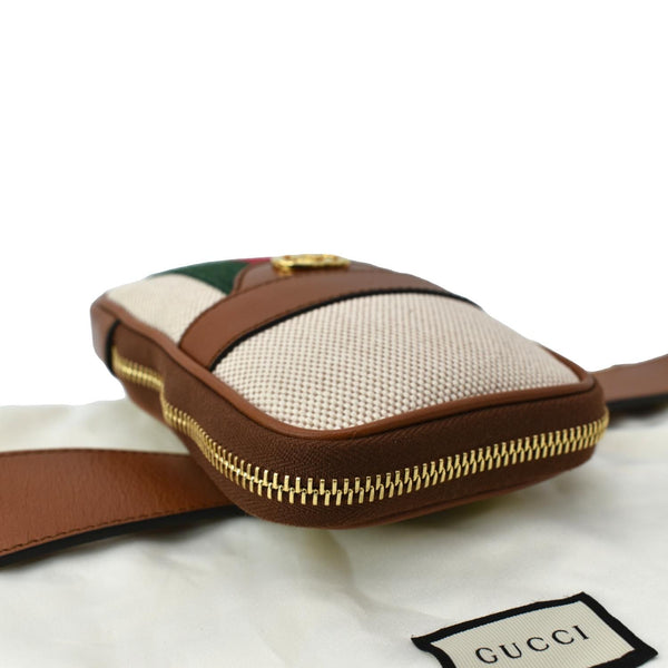 GUCCI Phone Case Vintage Canvas Belt Bag Dark Brown 581519