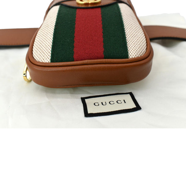 GUCCI Phone Case Vintage Canvas Belt Bag Dark Brown 581519