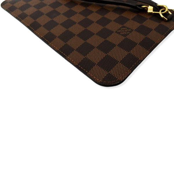LOUIS VUITTON Neverfull Damier Ebene Pochette Wristlet Pouch Brown
