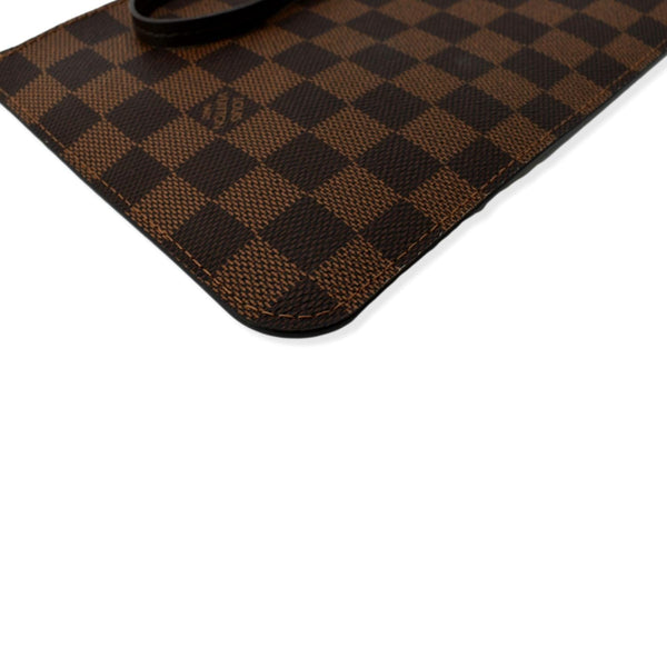 LOUIS VUITTON Neverfull Damier Ebene Pochette Wristlet Pouch Brown