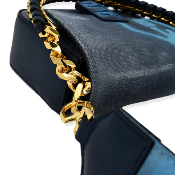 GIVENCHY x Chito Small 4G Graffiti Effect Canvas Leather Shoulder Bag Steel Blue
