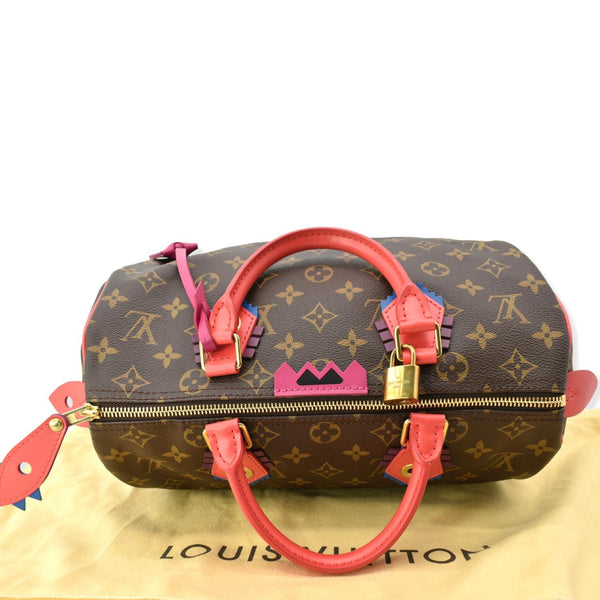 LOUIS VUITTON Totem Speedy 30 Monogram Canvas Satchel Bag Brown