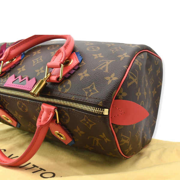 LOUIS VUITTON Totem Speedy 30 Monogram Canvas Satchel Bag Brown