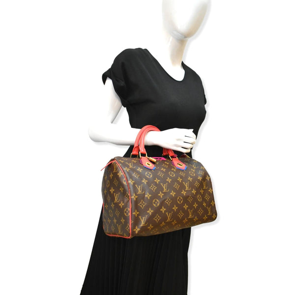 LOUIS VUITTON Totem Speedy 30 Monogram Canvas Satchel Bag Brown
