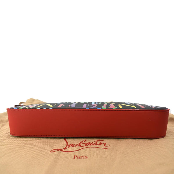 CHRISTIAN LOUBOUTIN Loubila ABC Logo Leather Chain Pouch Bag Black