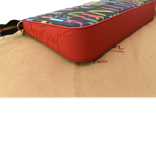 CHRISTIAN LOUBOUTIN Loubila ABC Logo Leather Chain Pouch Bag Black