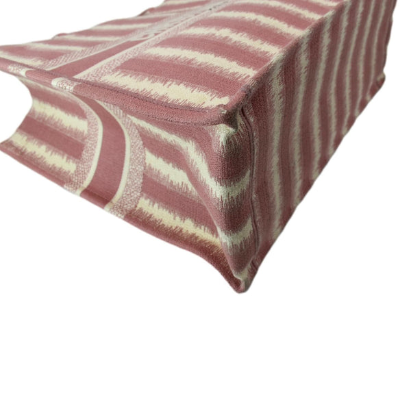 CHRISTIAN DIOR Book Stripe Embroidered Canvas Tote Bag Pink