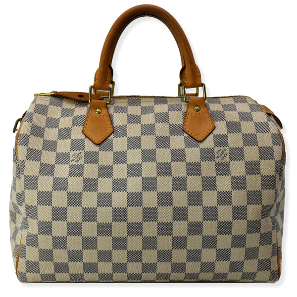 LOUIS VUITTON Speedy 30 Damier Azur Satchel Bag White