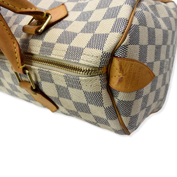 LOUIS VUITTON Speedy 30 Damier Azur Satchel Bag White