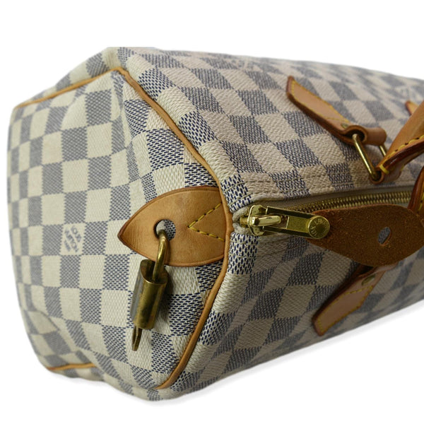 LOUIS VUITTON Speedy 30 Damier Azur Satchel Bag White