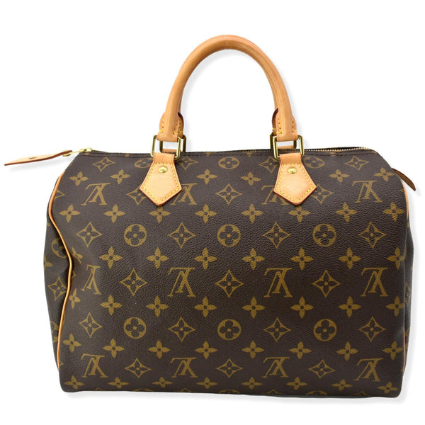 LOUIS VUITTON Speedy 30 Monogram Canvas Satchel Bag Brown
