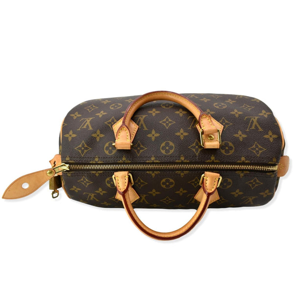 LOUIS VUITTON Speedy 30 Monogram Canvas Satchel Bag Brown