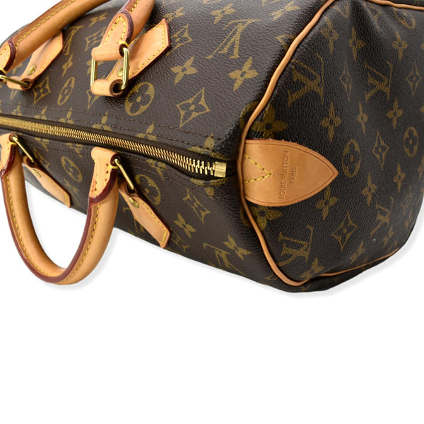LOUIS VUITTON Speedy 30 Monogram Canvas Satchel Bag Brown