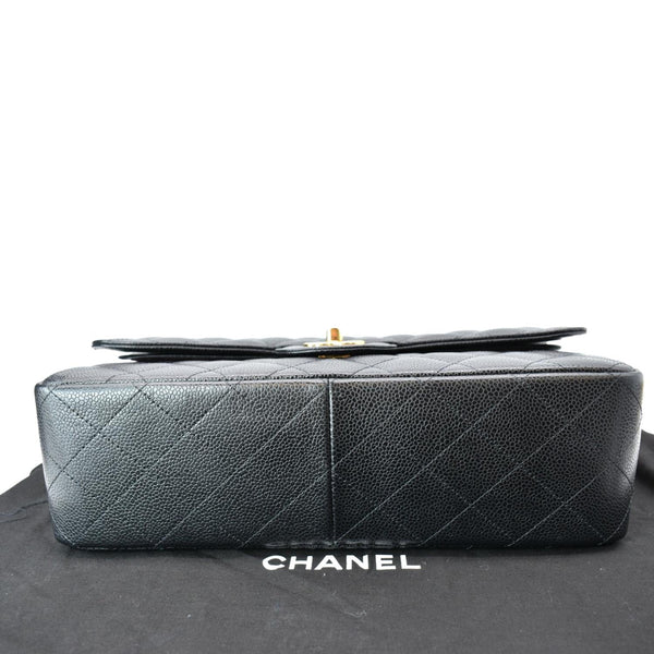 CHANEL Classic Jumbo Double Flap Caviar Leather Shoulder Bag Black
