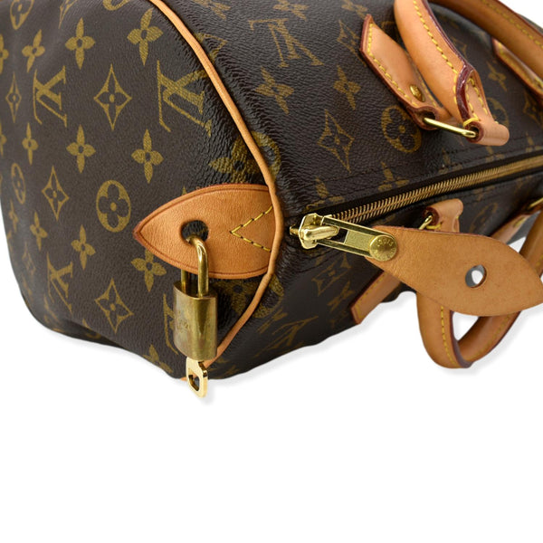 LOUIS VUITTON Speedy 30 Monogram Canvas Satchel Bag Brown