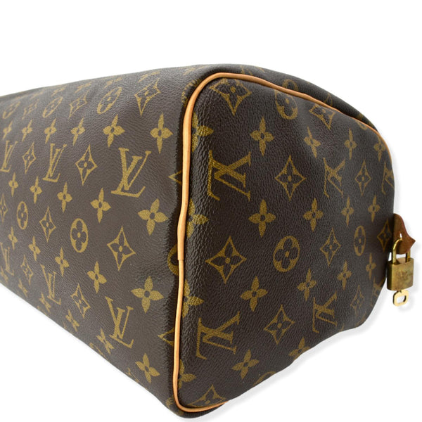 LOUIS VUITTON Speedy 30 Monogram Canvas Satchel Bag Brown