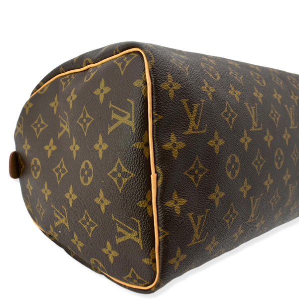 LOUIS VUITTON Speedy 30 Monogram Canvas Satchel Bag Brown