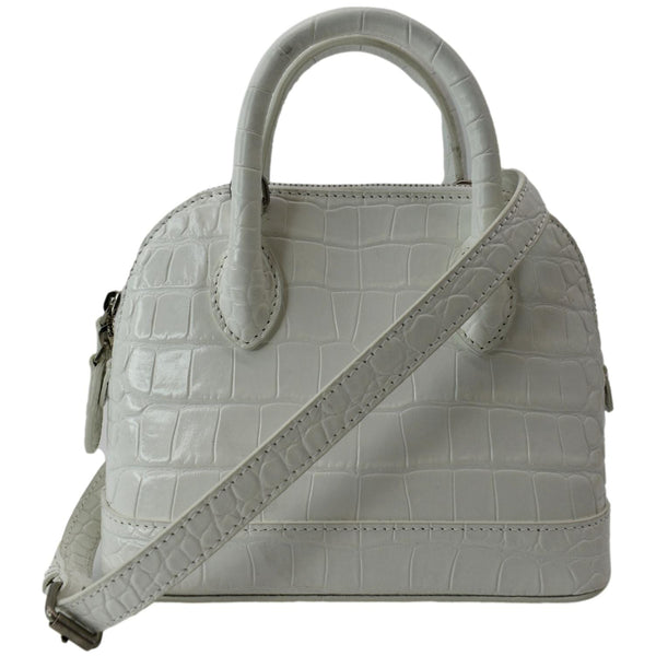 BALENCIAGA Ville Top Handle XXS Crocodile Leather Crossbody Bag White