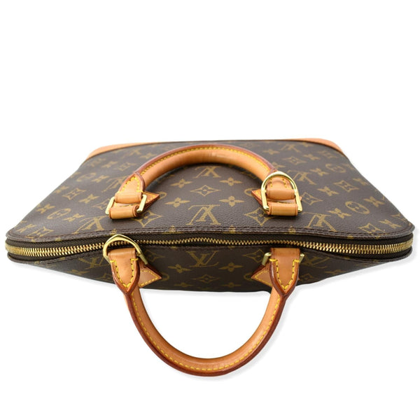 LOUIS VUITTON Alma Monogram Canvas Satchel Bag Brown