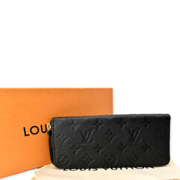 LOUIS VUITTON Clemence Empreinte Leather Wallet Black