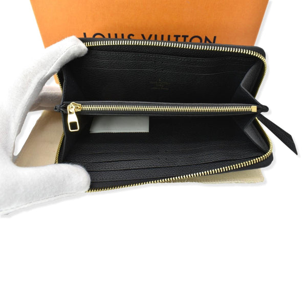 LOUIS VUITTON Clemence Empreinte Leather Wallet Black