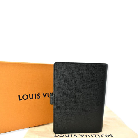 LOUIS VUITTON Taiga Leather Small Ring Agenda Cover Black