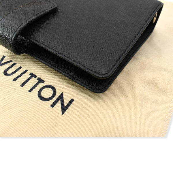 LOUIS VUITTON Taiga Leather Small Ring Agenda Cover Black