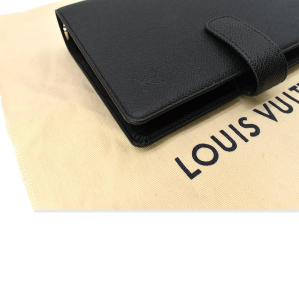 LOUIS VUITTON Taiga Leather Small Ring Agenda Cover Black