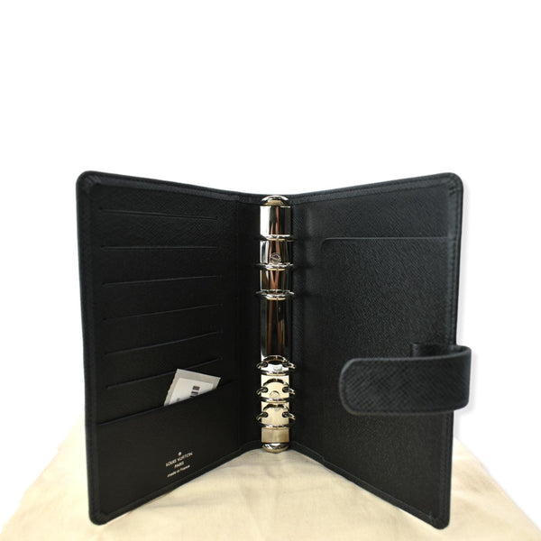LOUIS VUITTON Taiga Leather Small Ring Agenda Cover Black