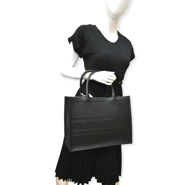 CHRISTIAN DIOR Medium Dior Book Calfskin Tote Bag Black