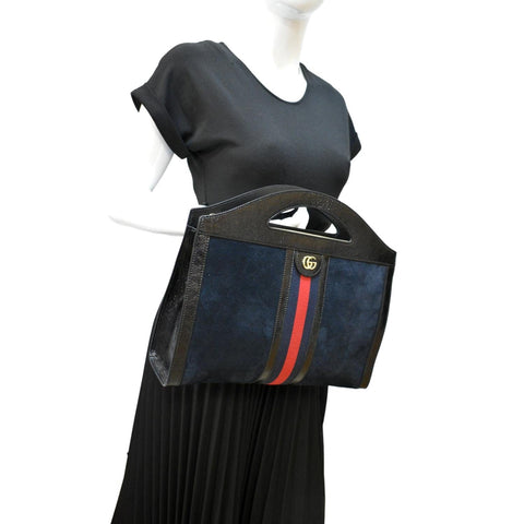 Gucci Ophidia GG Suede Patent Web Top Handle Bag-DDH