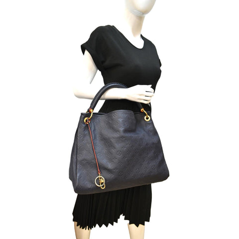LOUIS VUITTON Artsy MM Empreinte Leather Shoulder Bag Navy Blue