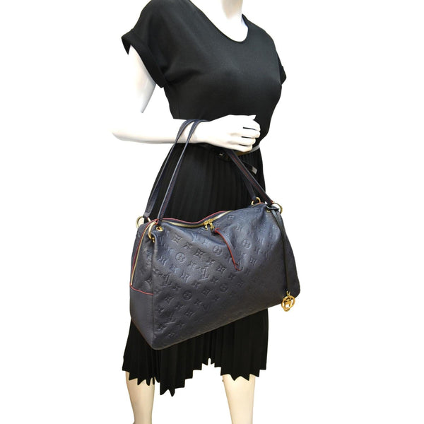 LOUIS VUITTON Ponthieu MM Monogram Empreinte Leather Shoulder Bag Navy Blue