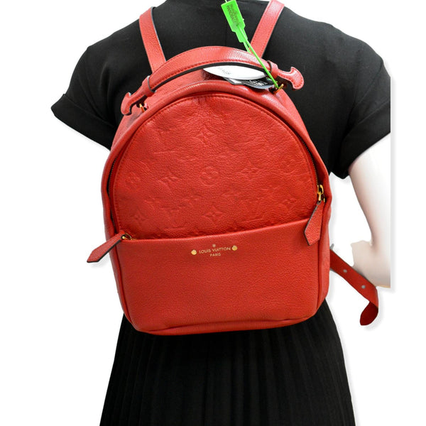 LOUIS VUITTON Sorbonne Monogram Empreinte Leather Backpack Red