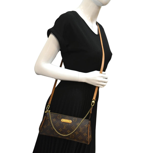 LOUIS VUITTON Eva Monogram Canvas Pochette Crossbody Bag Brown