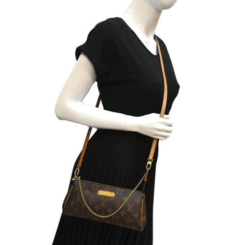 LOUIS VUITTON Eva Monogram Canvas Pochette Crossbody Bag Brown