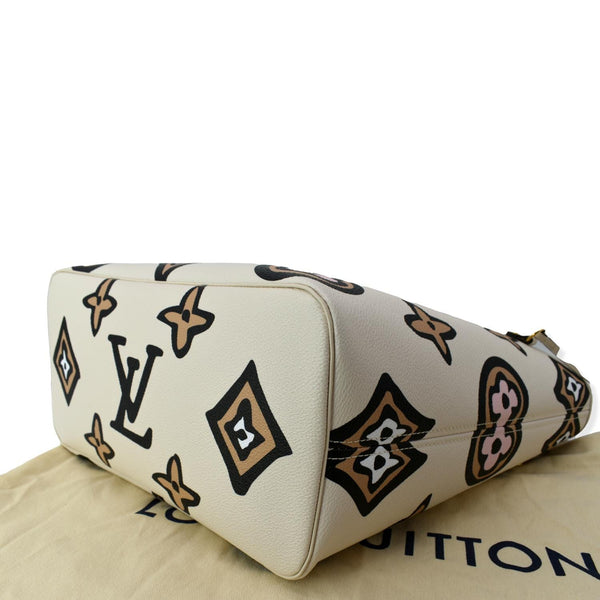 LOUIS VUITTON Neverfull MM Wild At Heart Monogram Canvas Tote Bag Cream