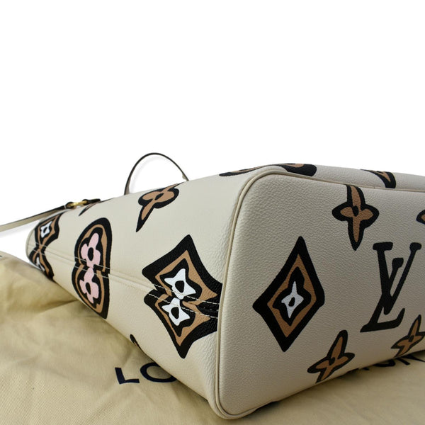 LOUIS VUITTON Neverfull MM Wild At Heart Monogram Canvas Tote Bag Cream