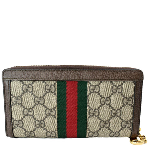 GUCCI Ophidia GG Supreme Canvas Zip Wallet Beige 523154
