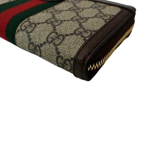 GUCCI Ophidia GG Supreme Canvas Zip Wallet Beige 523154