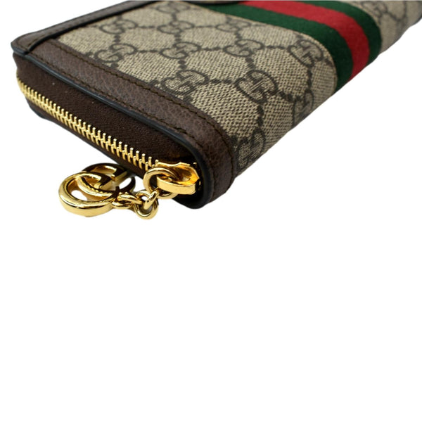 GUCCI Ophidia GG Supreme Canvas Zip Wallet Beige 523154