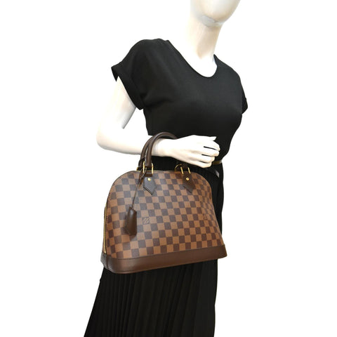 LOUIS VUITTON Alma PM Damier Ebene Satchel Bag Brown