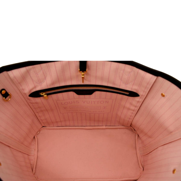 LOUIS VUITTON Neverfull MM Damier Ebene Tote Bag Rose Ballerine