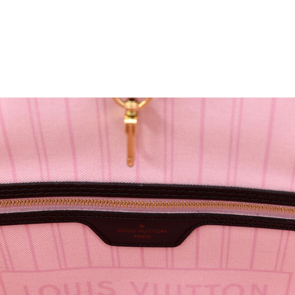 LOUIS VUITTON Neverfull MM Damier Ebene Tote Bag Rose Ballerine