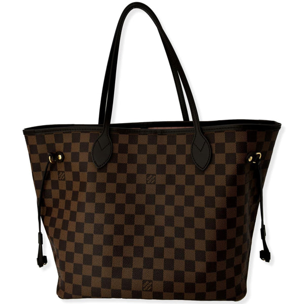 LOUIS VUITTON Neverfull MM Damier Ebene Tote Bag Rose Ballerine