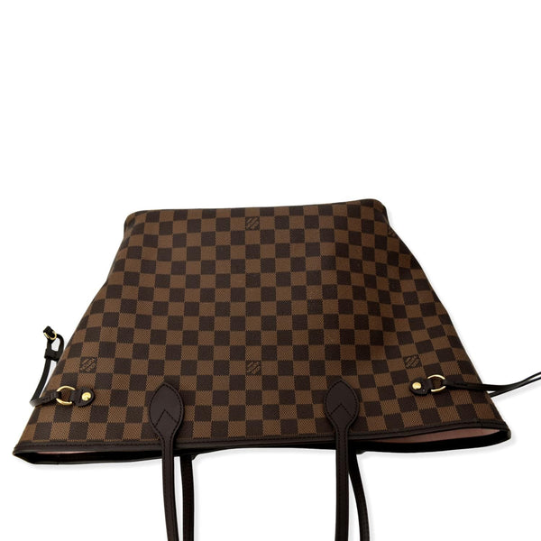 LOUIS VUITTON Neverfull MM Damier Ebene Tote Bag Rose Ballerine
