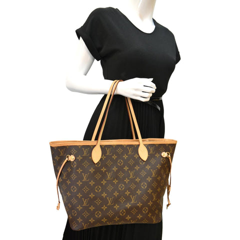 LOUIS VUITTON Neverfull MM Monogram Canvas Tote Bag Brown