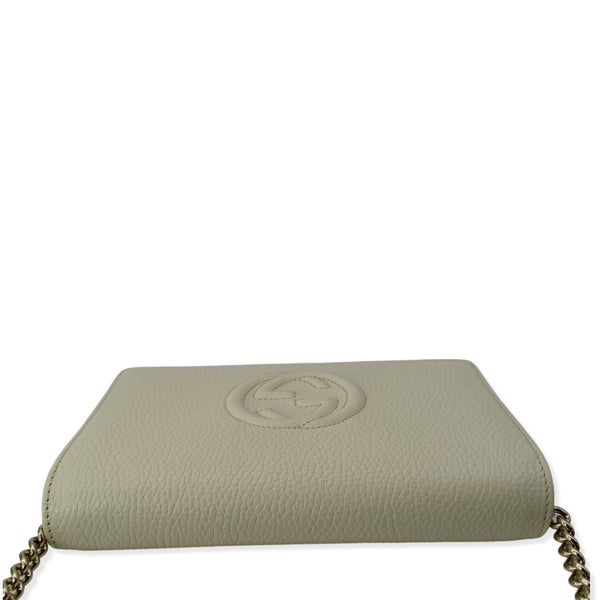 GUCCI Mini Soho Leather Wallet On Chain Crossbody Bag Ivory 598211